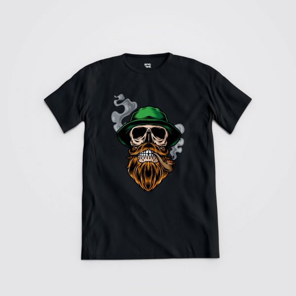 Camiseta Calavera hipster fumando pipa